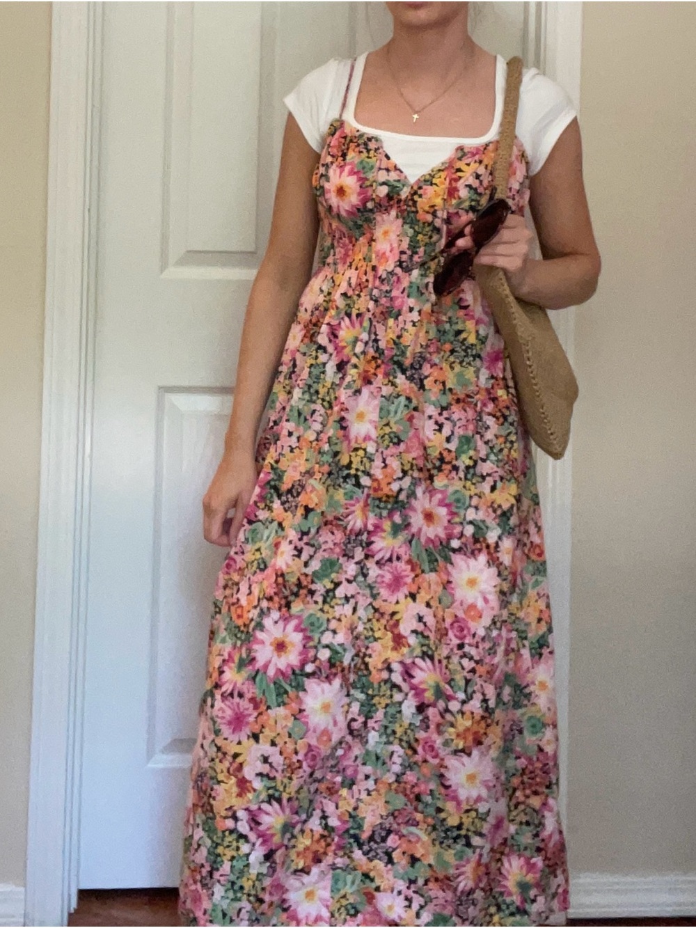 H&M Floral Maxi Dress in Pink, Green & Yellow